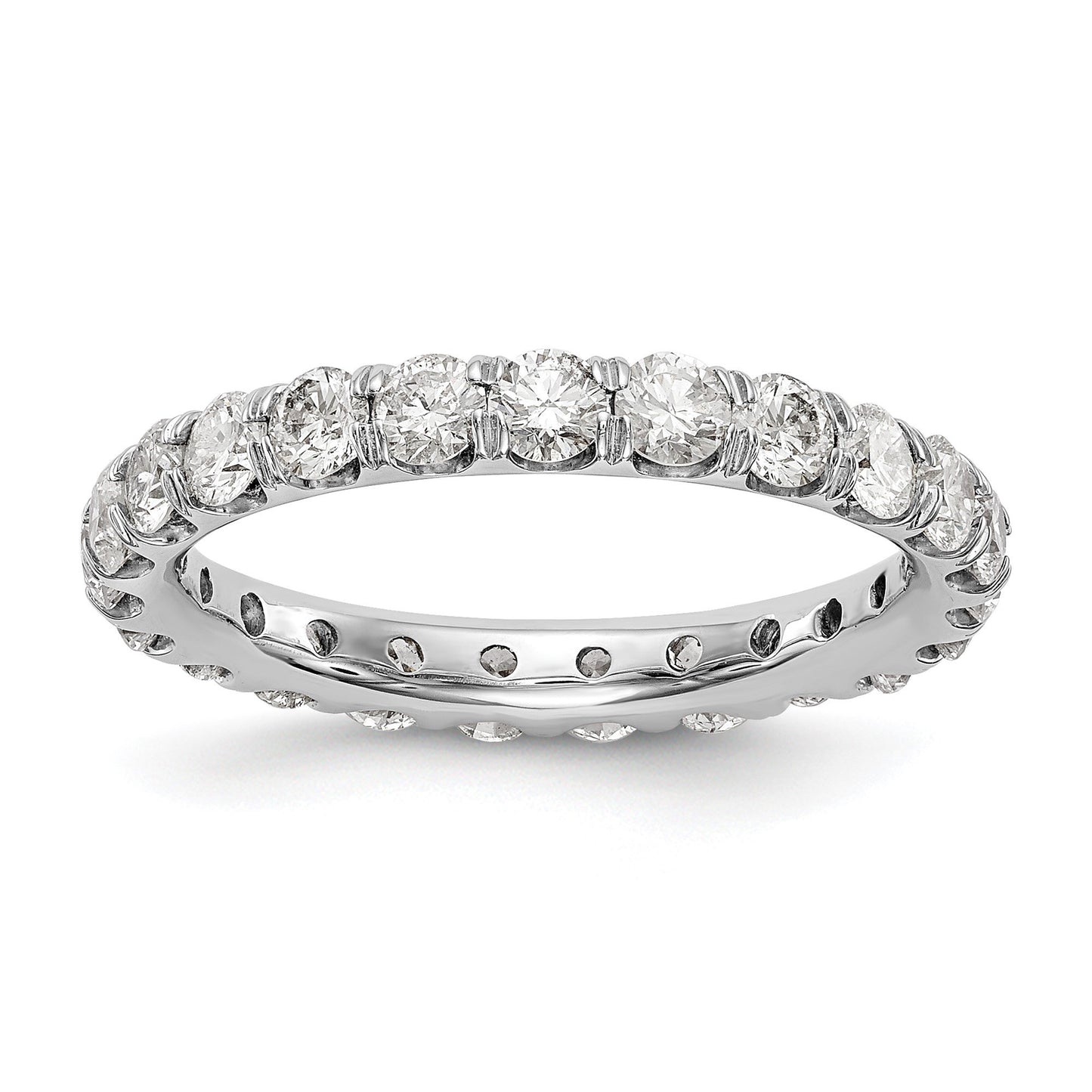 14k White Gold Polished Size 6 U-Shared Prong 2 carat Diamond Complete Eternity Band
