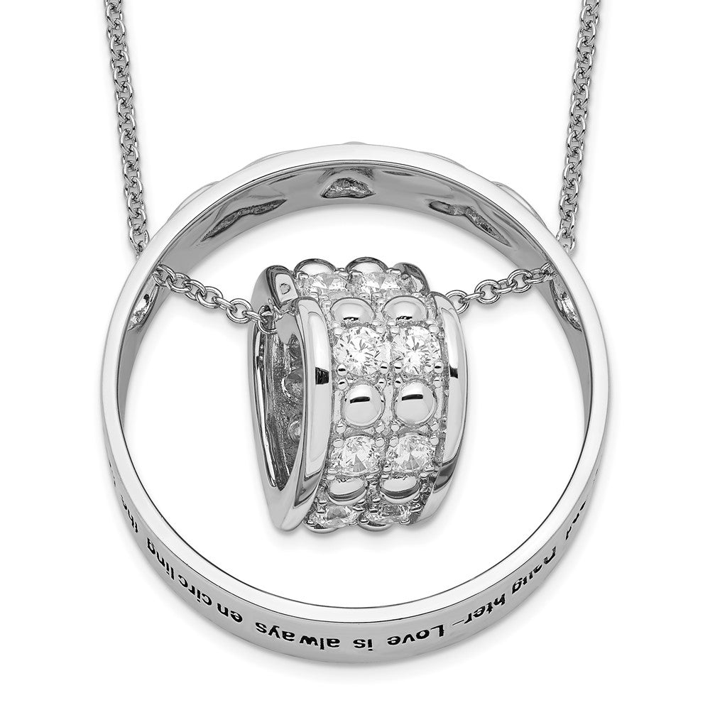 Sentimental Expressions Sterling Silver Rhodium-plated CZ Antiqued Mother and Daughter 18 Inch Necklace 18 Inches