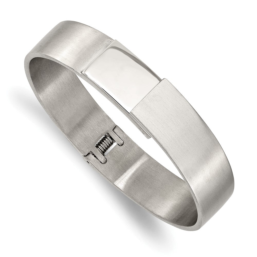 Stainless Steel Brushed and Polished 13mm Hinged Bangle 7 inches