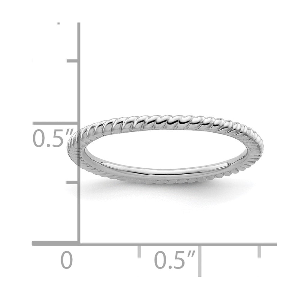 Sterling Silver Stackable Expressions Rhodium Twisted Ring Size -5