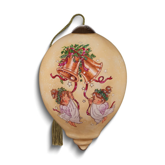 Neqwa Art Bells are Ringing Wishes of Christmas by Annabel Spenceley Hand-painted Glass Ornament