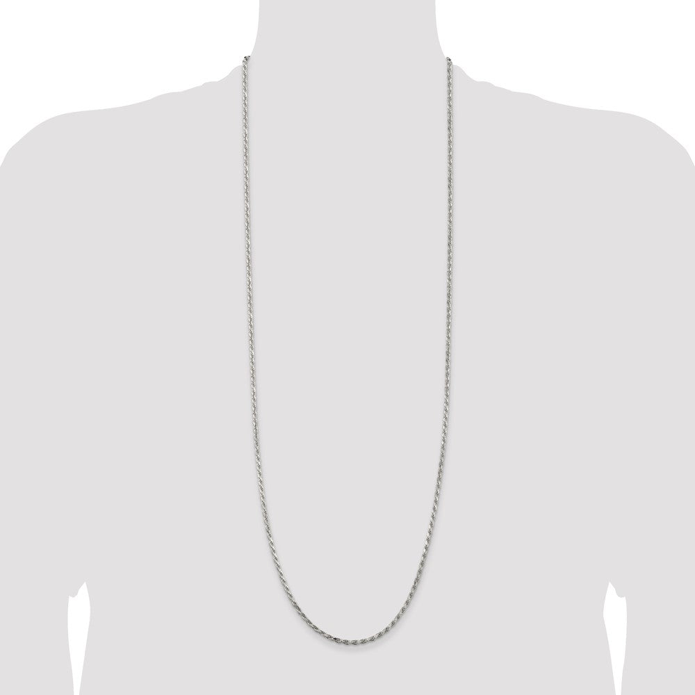 Sterling Silver 2.5mm Diamond-cut Rope Chain 36 Inches