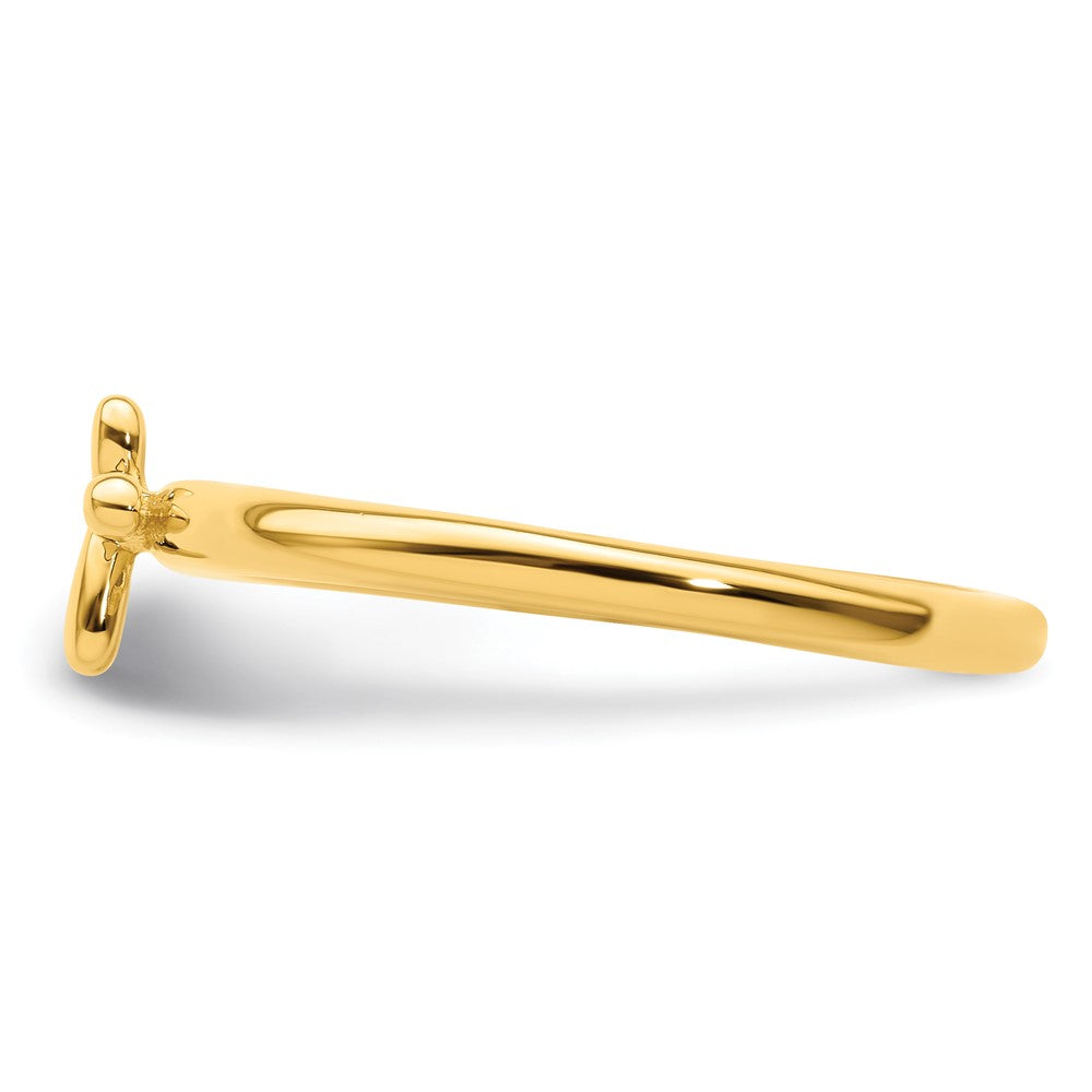 Sterling Silver Stackable Expressions Gold-plated Cross Ring Size -8