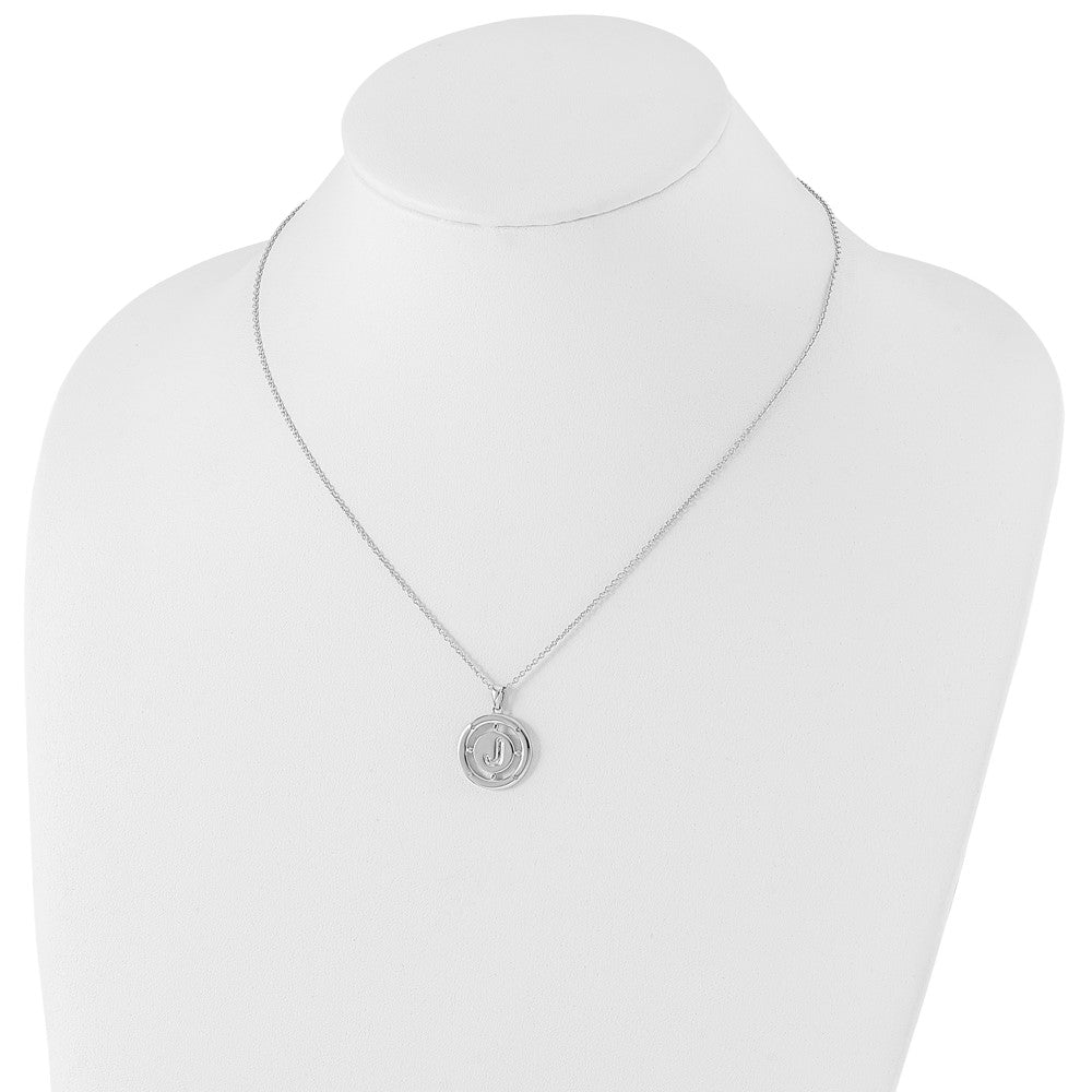 White Ice Sterling Silver Rhodium-plated 18 Inch Diamond Letter J Initial Necklace with 2 Inch Extender 18 Inches