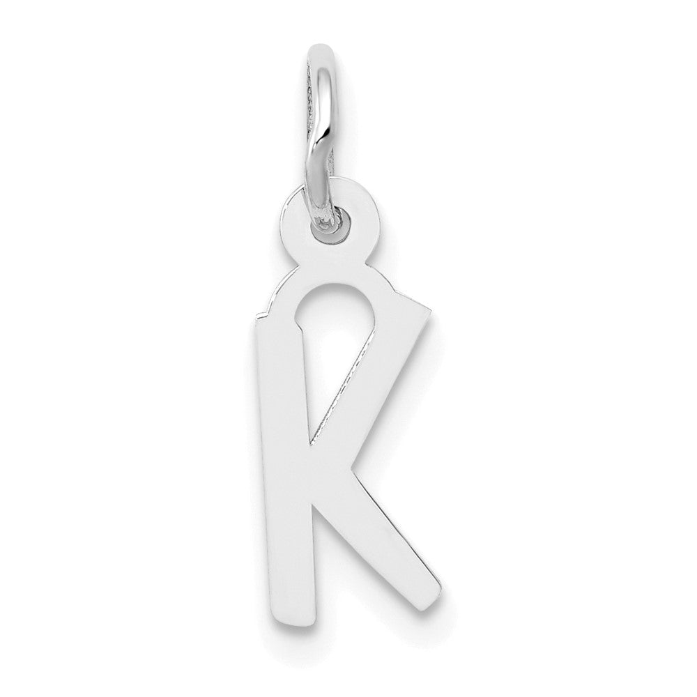 10k White Gold Small Slanted Block Initial K Char