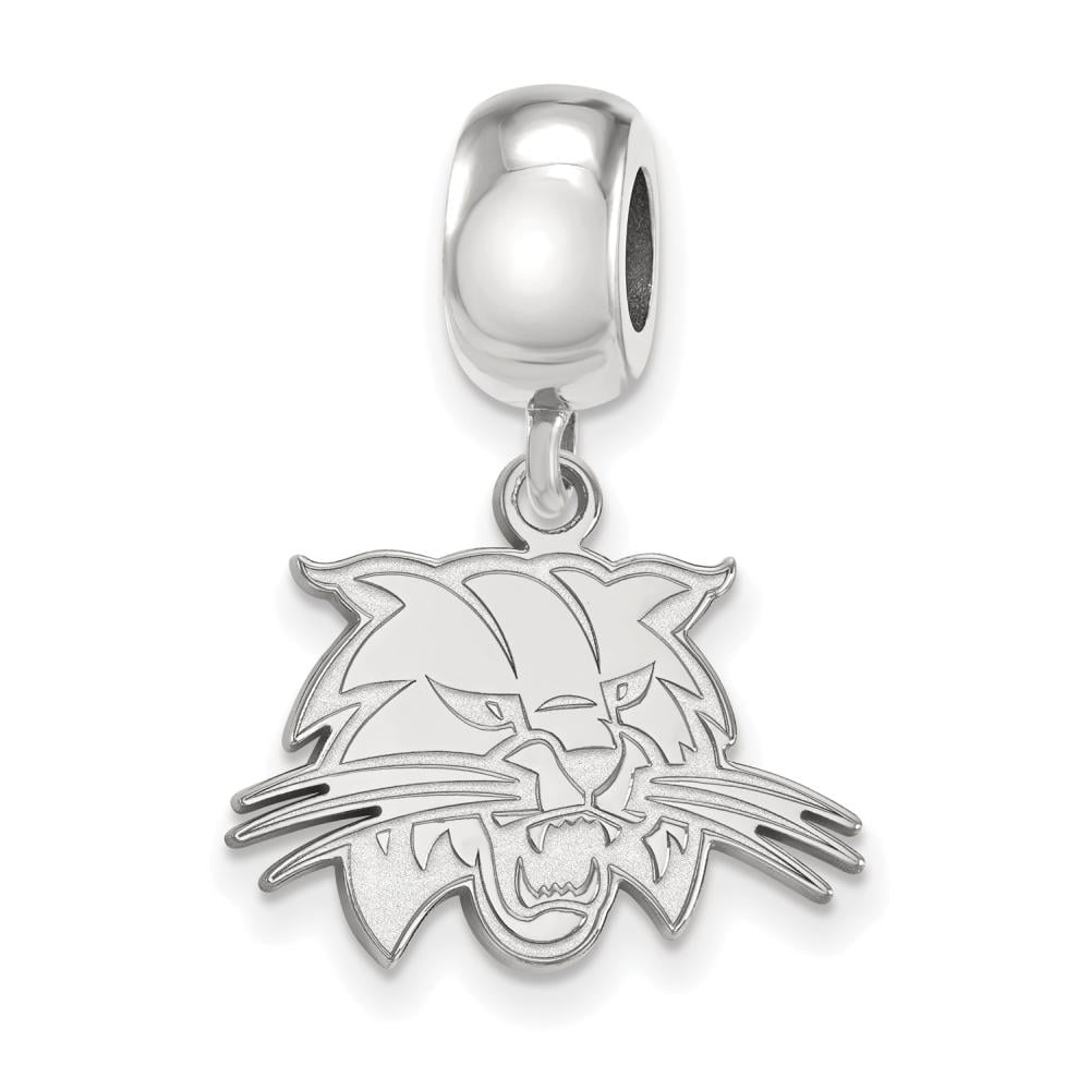 Sterling Silver Rhodium-plated LogoArt Ohio University Bobcat Small Dangle Bead Charm