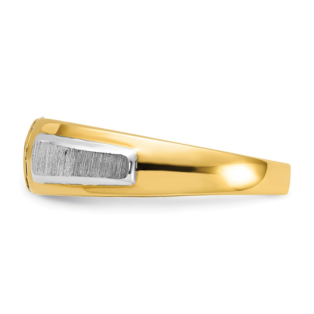 IBGoodman 14k Two Tone 1/8 carat Lab Grown Diamond VS/SI+ G+ Complete Polished and Satin Men's Three Stone Ring