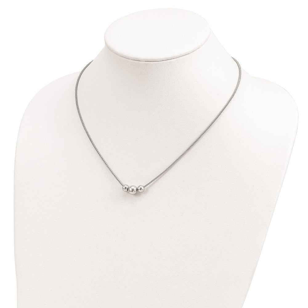 Sterling Silver Polished Bead Fancy Link Necklace 16 Inches