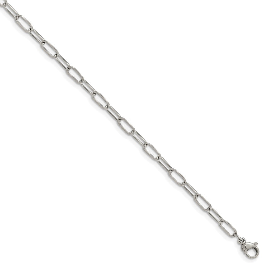Stainless Steel Polished Open Link Paperclip 6.5in w/1in ext Bracelet 6.5 inches