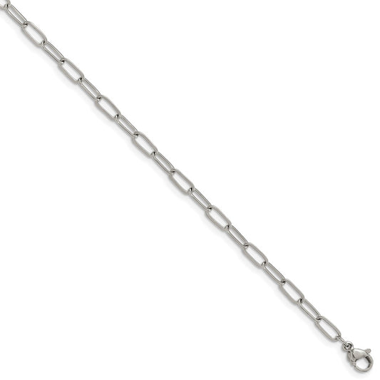 Stainless Steel Polished Open Link Paperclip 6.5in w/1in ext Bracelet 6.5 inches