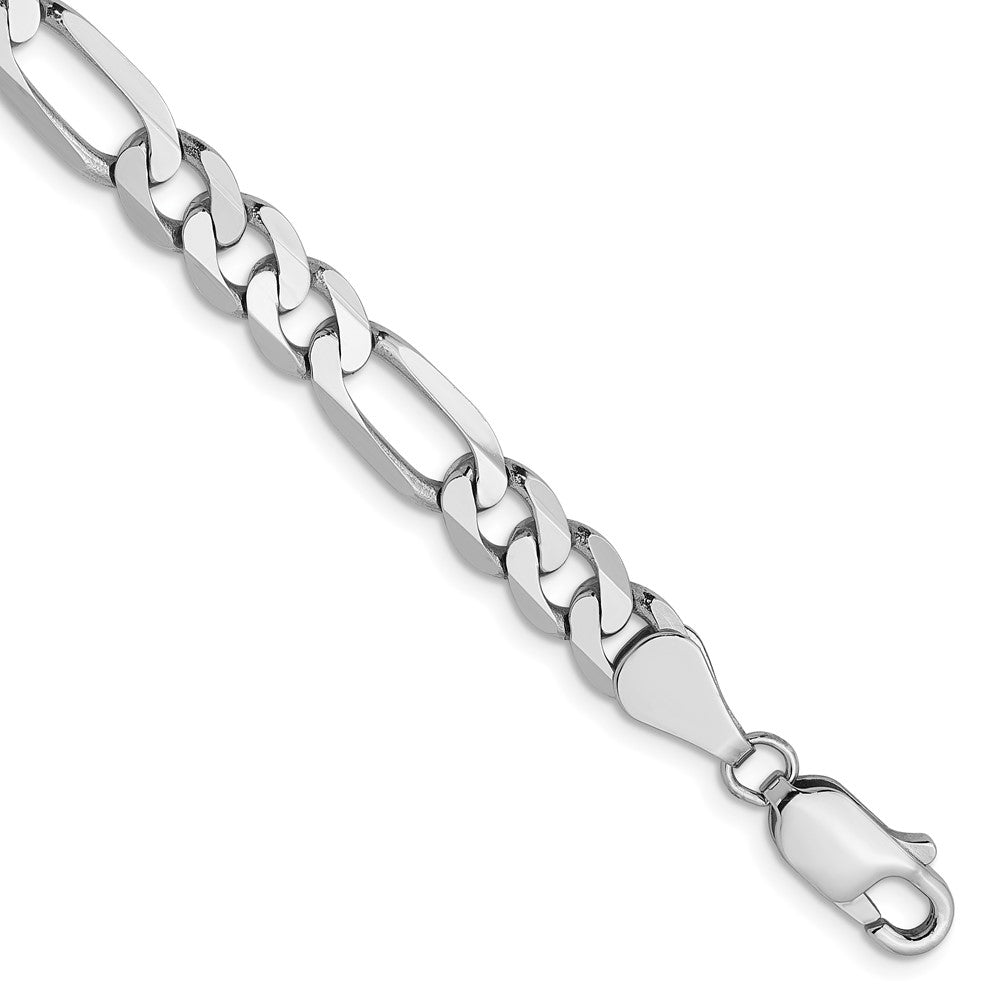14K White Gold 5.5mm Flat Figaro Chain 8  inches