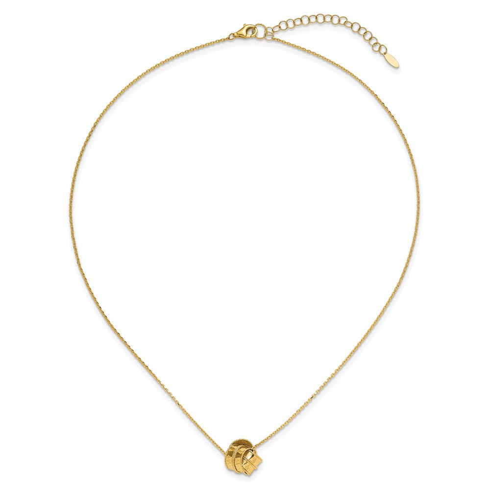 14K Polished and Diamond-cut Fancy Knot with 2in ext. Necklace
