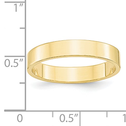 10k Yellow Gold 4mm Lightweight Flat Wedding Band Size 7