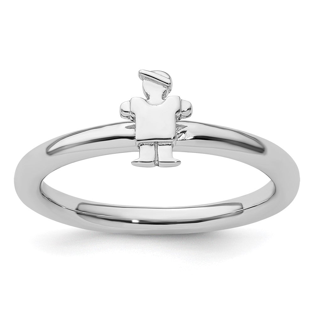 Sterling Silver Stackable Expressions Rhodium Boy Ring