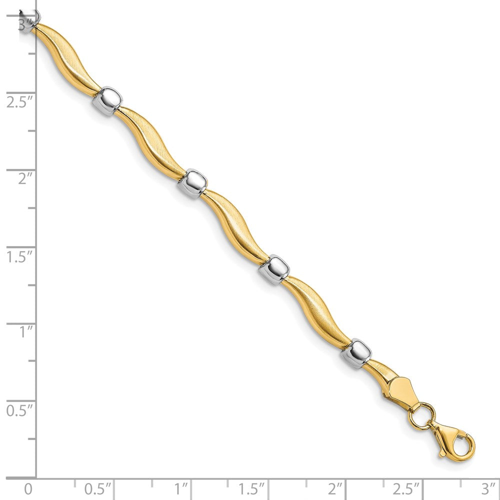 10K Rhodium-plated Polished and Satin Bracelet 7.5  inches