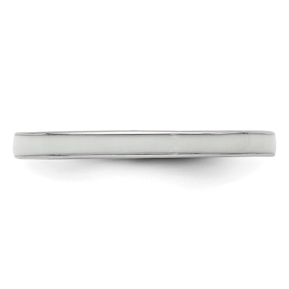 Sterling Silver Stackable Expressions White Enameled 2.25mm Ring Size -10