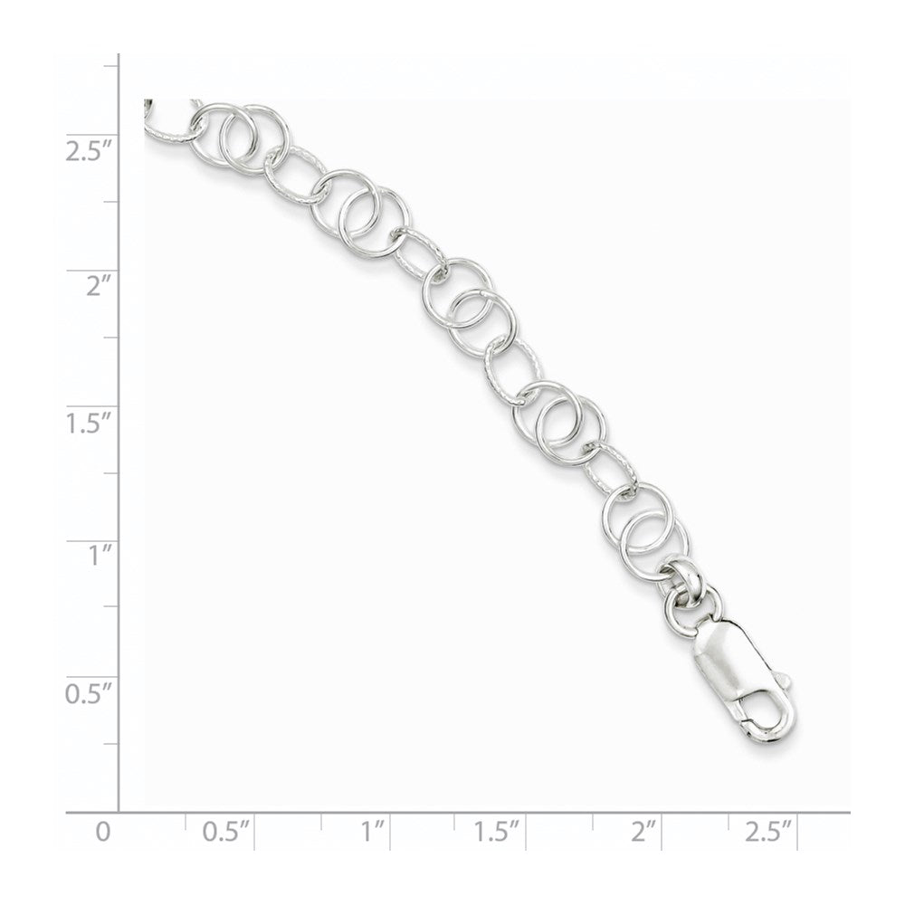 Sterling Silver Polished and Textured Fancy Bracelet 7.5 inches