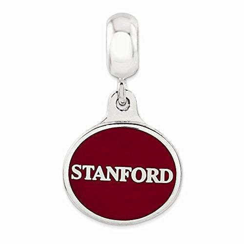 Sterling Silver Stanford University Collegiate Enameled Dangle Bead