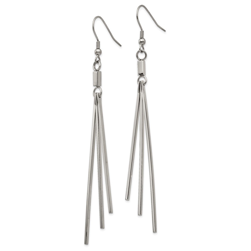 Stainless Steel Polished Graduated Three Bar Dangle Earrings