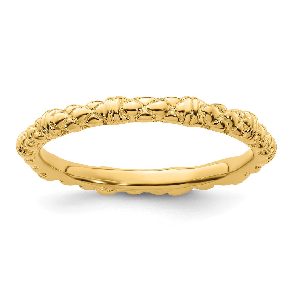 Sterling Silver Stackable Expressions Gold-plated Cable Ring Size -6