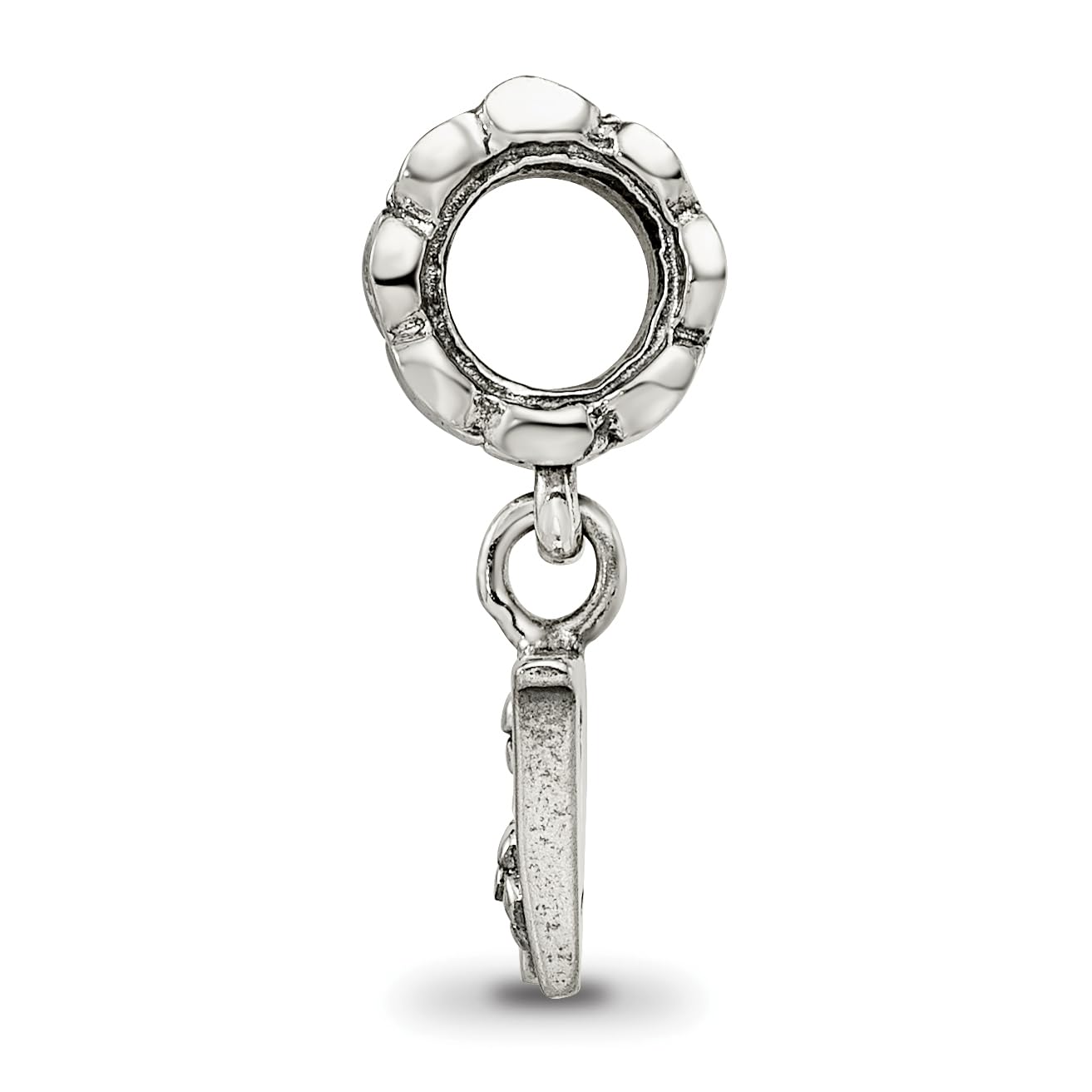 925 Sterling Silver Polished Artisan Oxidized Reflections Letter Name Personalized Monogram Initial W Dangle Bead Charm