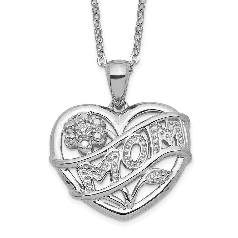 Sterling Silver Rhodium-plated MOM Necklace 18 Inches