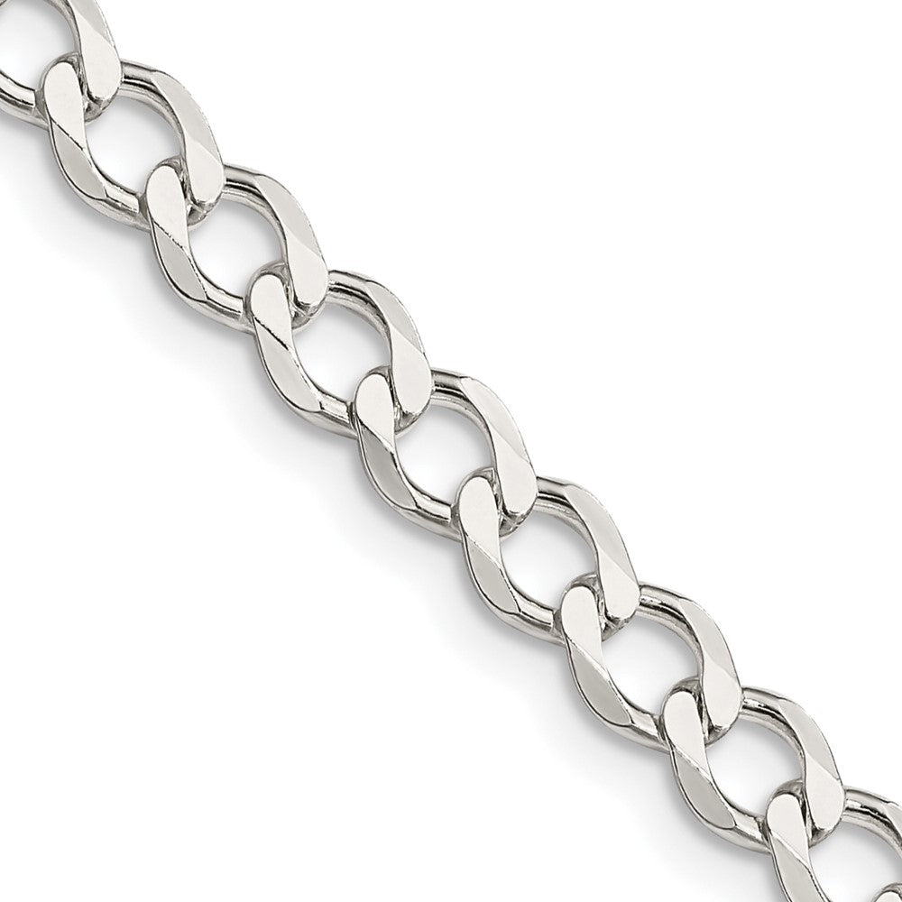 Sterling Silver 5.3mm Semi-solid Flat Curb Chain 24 Inches