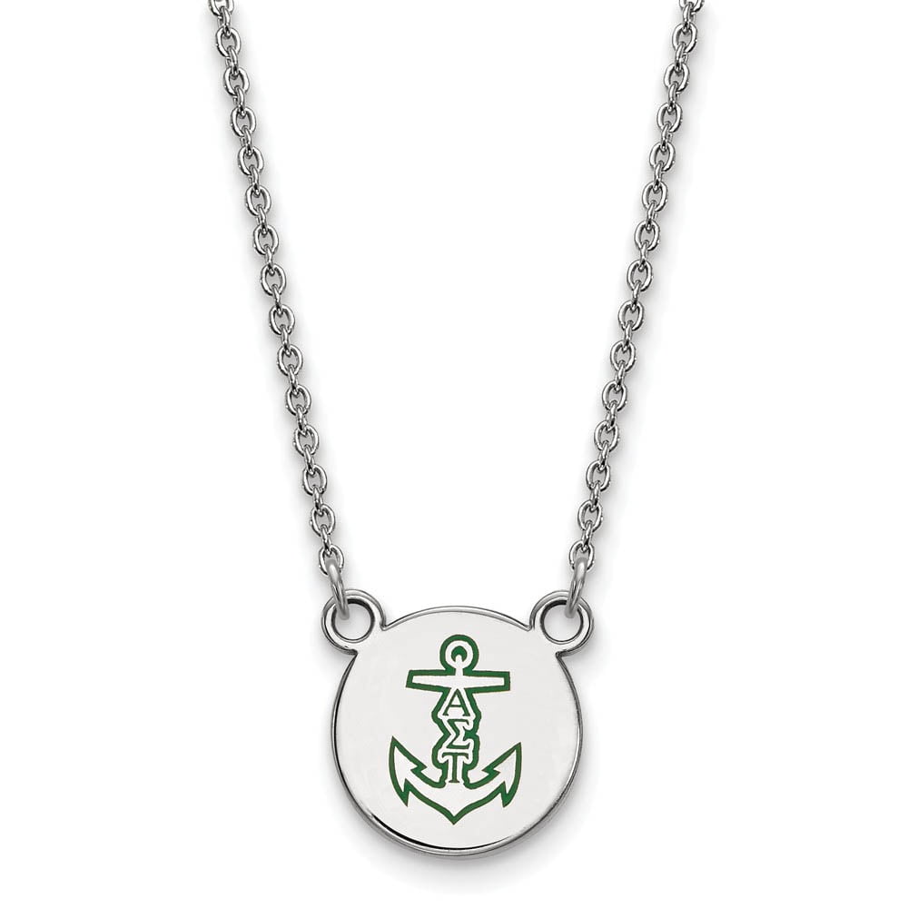 LogoArt SS044ALS-18 Sterling Silver Alpha Sigma Tau Extra Small Enameled Pendant with Necklace
