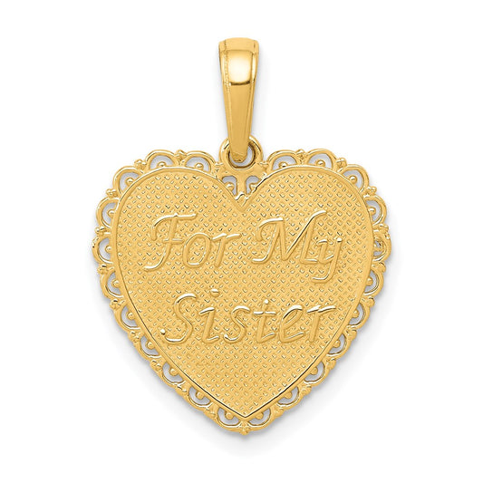 14K Reversible FOR MY SISTER-FRIENDS FOREVER Pendant