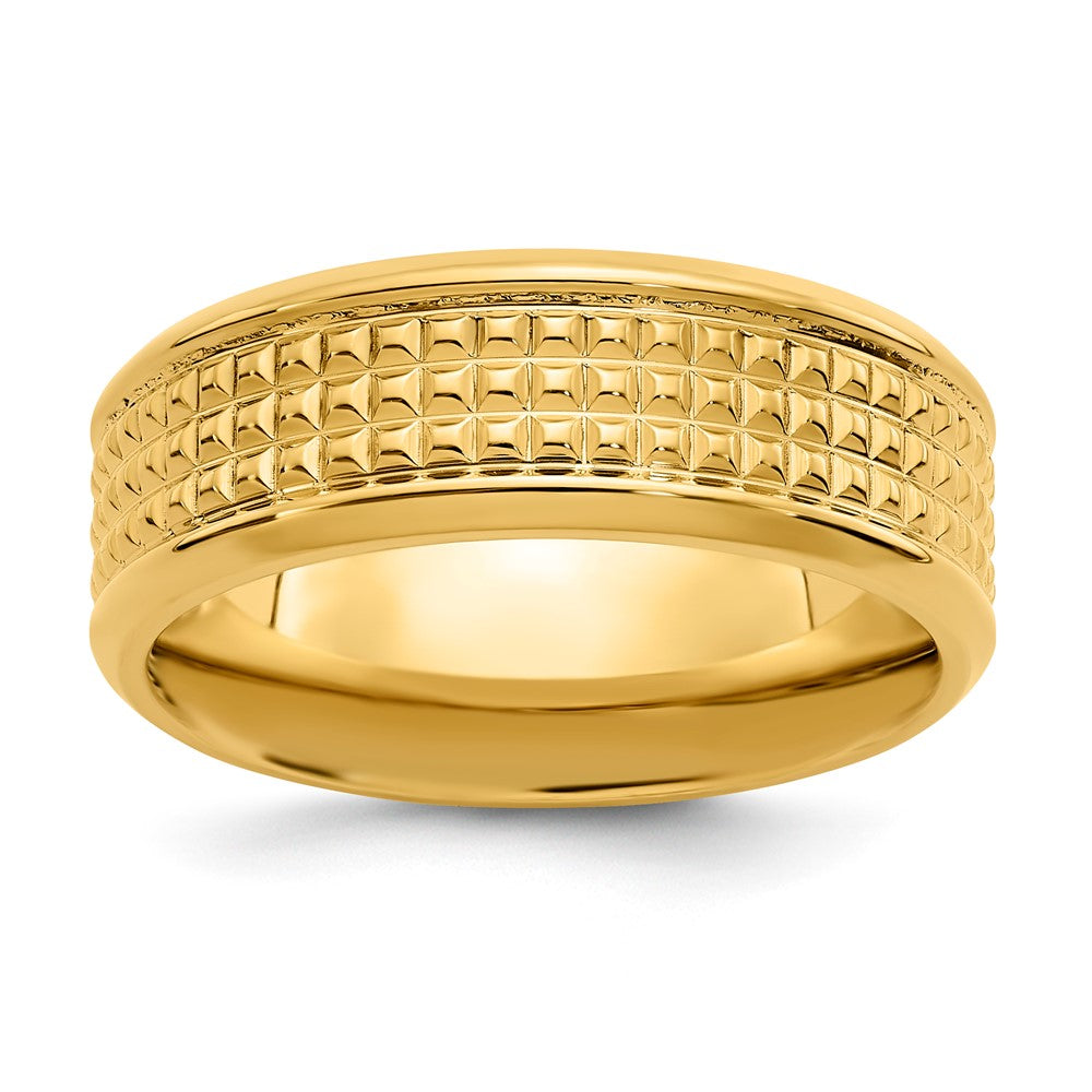 Stainless Steel 8MM With Yellow IP Pyramid Spikes Band