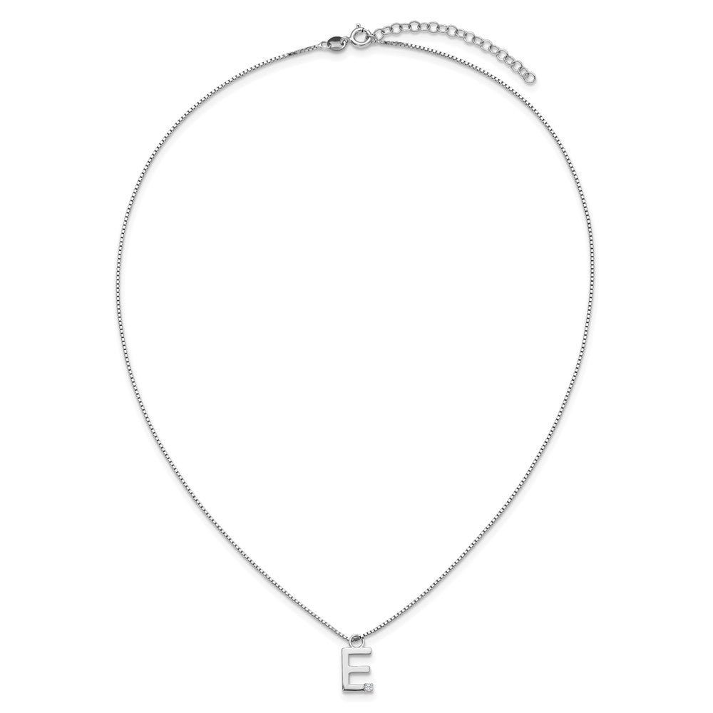 White Ice Sterling Silver Rhodium-plated 18 inch Diamond Letter E Initial Necklace plus 2 inch Extender 18 Inches