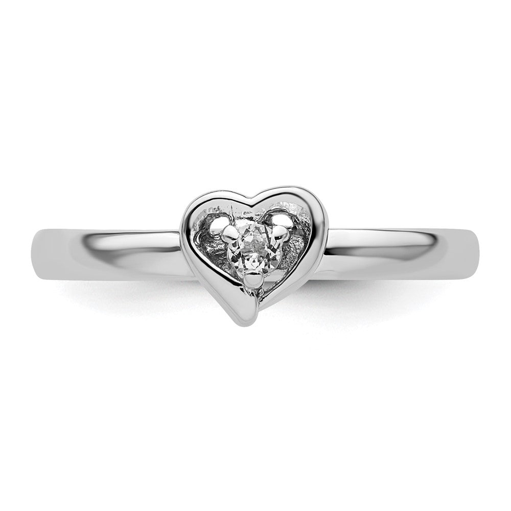 Sterling Silver Stackable Expressions White Topaz Heart Ring Size -9