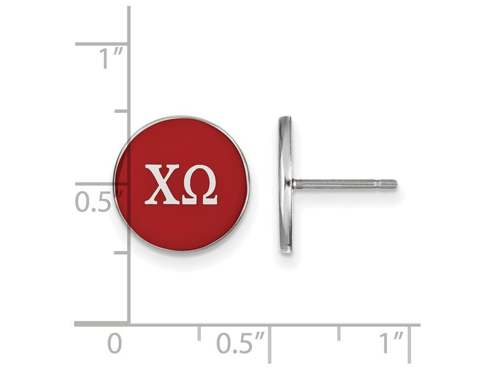 Sterling Silver Official Licensed Greek Sororities Chi Omega (??) Enameled Post Earrings