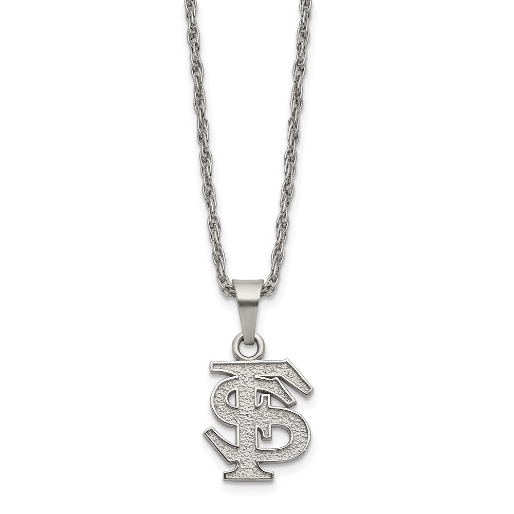 Stainless Steel LogoArt Florida State University F-S Pendant 18 inch Necklace with 2 inch Extender QST516FSU