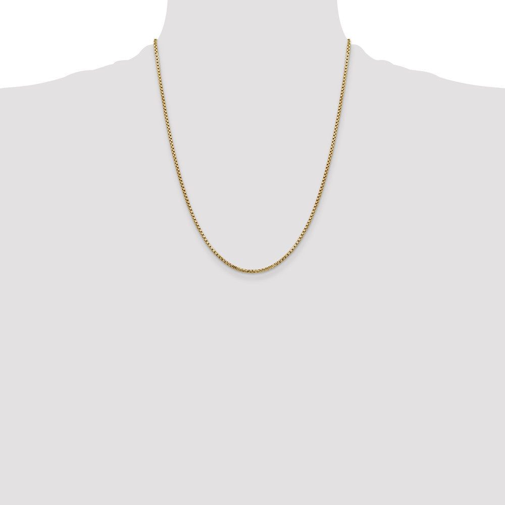 14K 22 inch 1.75mm Semi-Solid Round Box with Lobster Clasp Chain