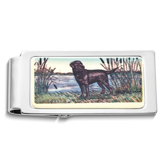 Barlow Designs Color Labrador In Reeds Hinged Money Clip