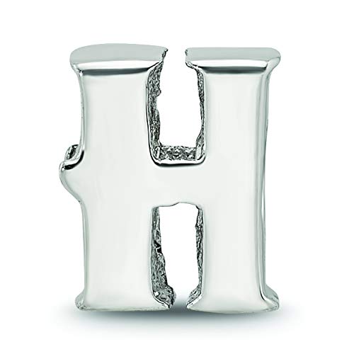 925 Sterling Silver Polished Reflections SimStars Letter Name Personalized Monogram Initial H Bead Charm 9.09x8.18mm Wid