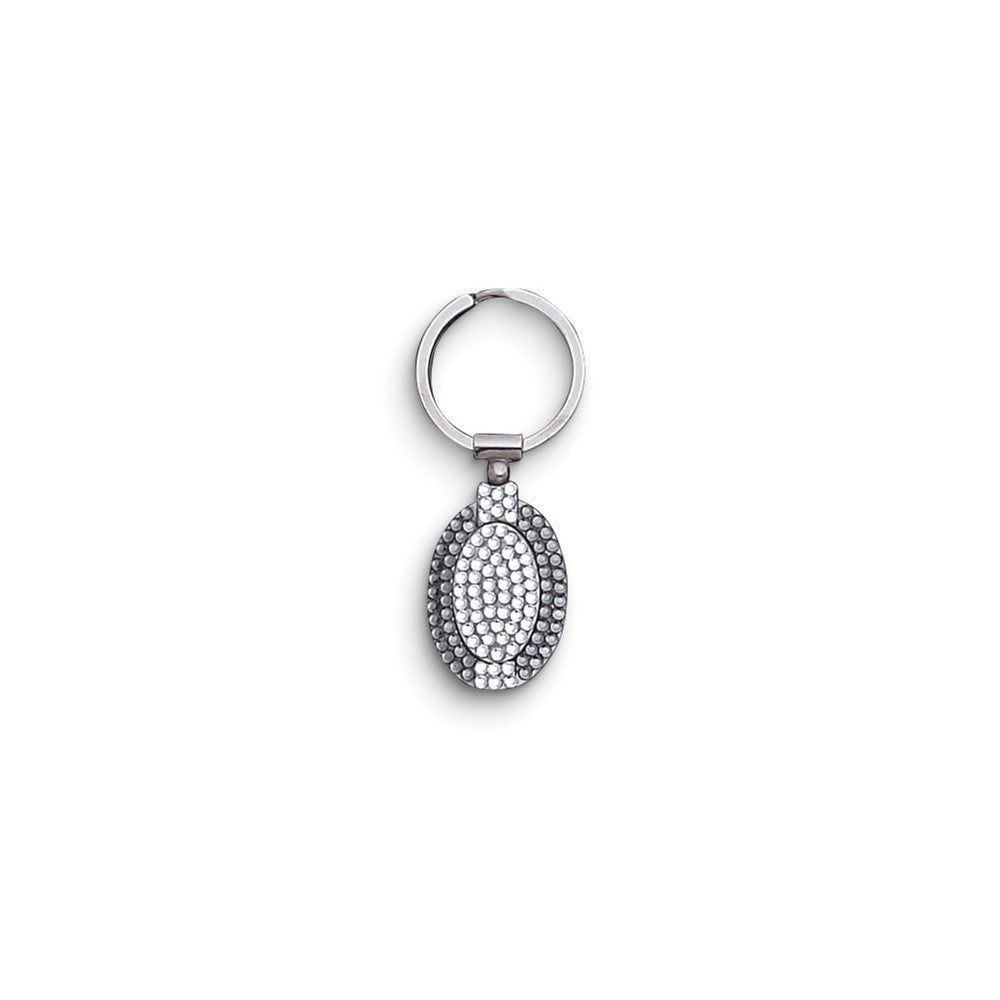 Silver-tone Crystal Oval Key Ring