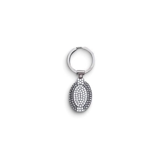 Silver-tone Crystal Oval Key Ring