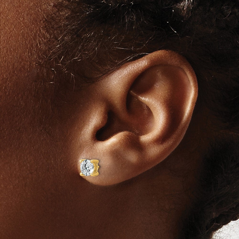 14k Yellow Gold 1 ctw Certified Lab Grown Diamond VS+ F+ Round 4 Prong Heavy Wt. Stud Earrings