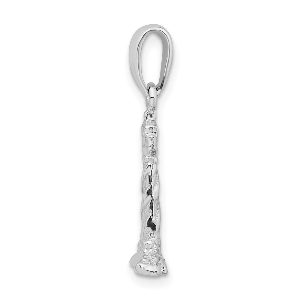 De-Ani Sterling Silver Rhodium-Plated 3D Cape Hatteras Lighthouse Pendant