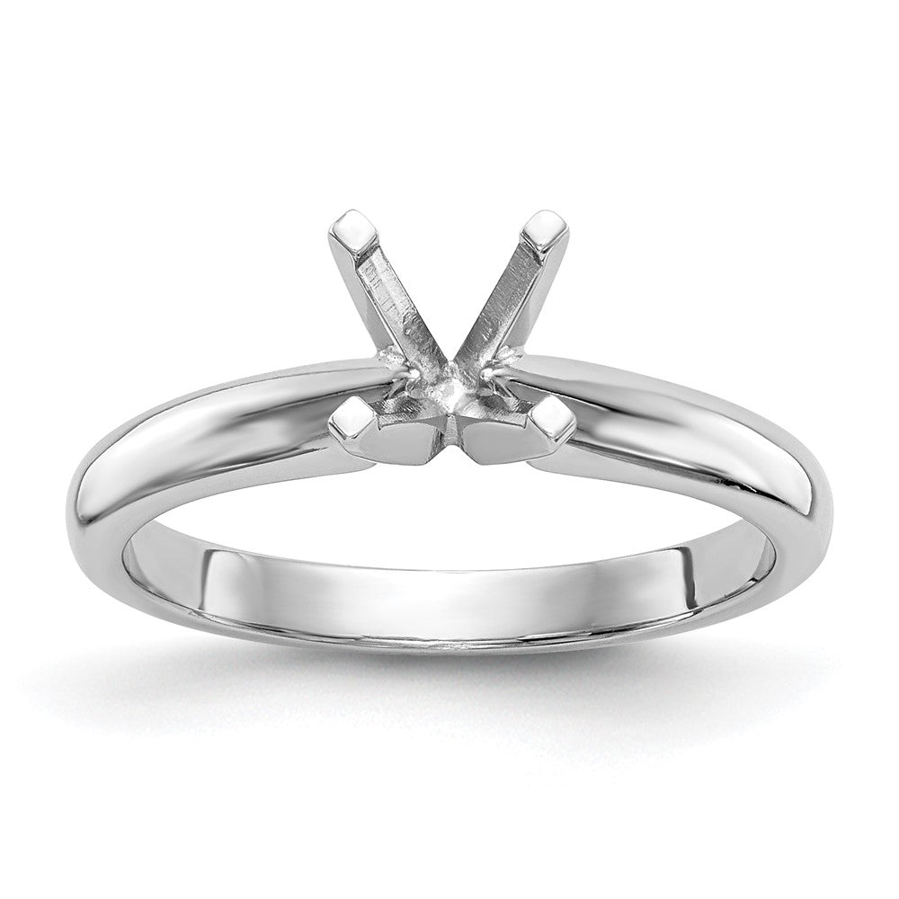 14k White Gold 1.5 carat Medium-Weight Knife Edge/Half-Round 4-Prong Round Solitaire Ring Mounting