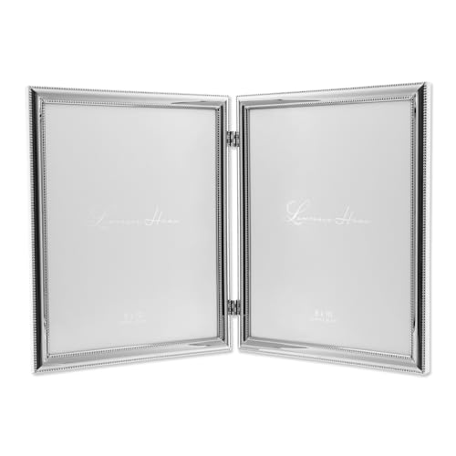 Lawrence Frames 510780D Silver Plated Double Bead 8x10 Hinged Double Picture Frame