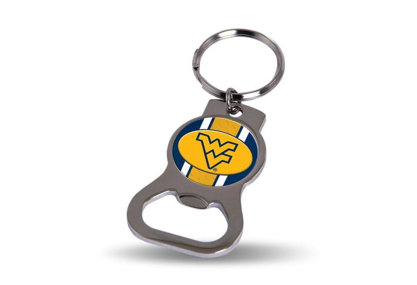 NCAA West Virginia Silver-tone Bottle Opener Key Ring by Rico Industries Q-GC6446