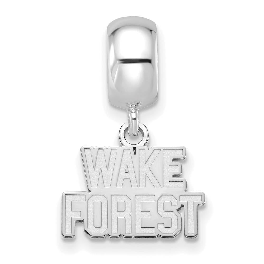 Sterling Silver Rhodium-plated LogoArt Wake Forest University W-F Deacon Extra Small Dangle Bead Charm