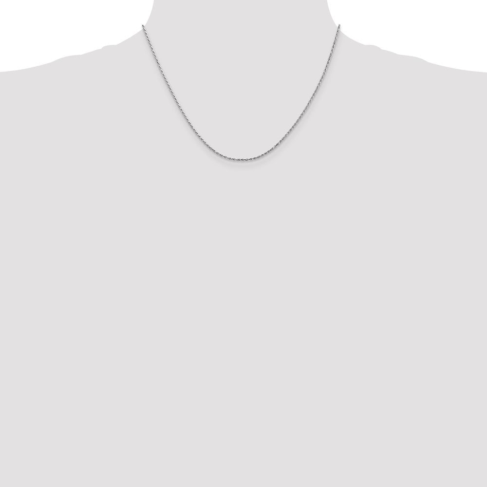 10k White Gold 1.3mm D/C Machine Made Rope Chain