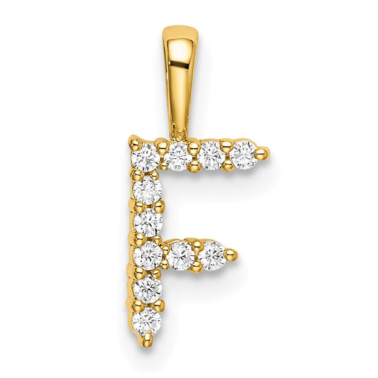 14k 1/8 carat Lab Grown Diamond VS/SI+ G+ Letter F Initial Pendant