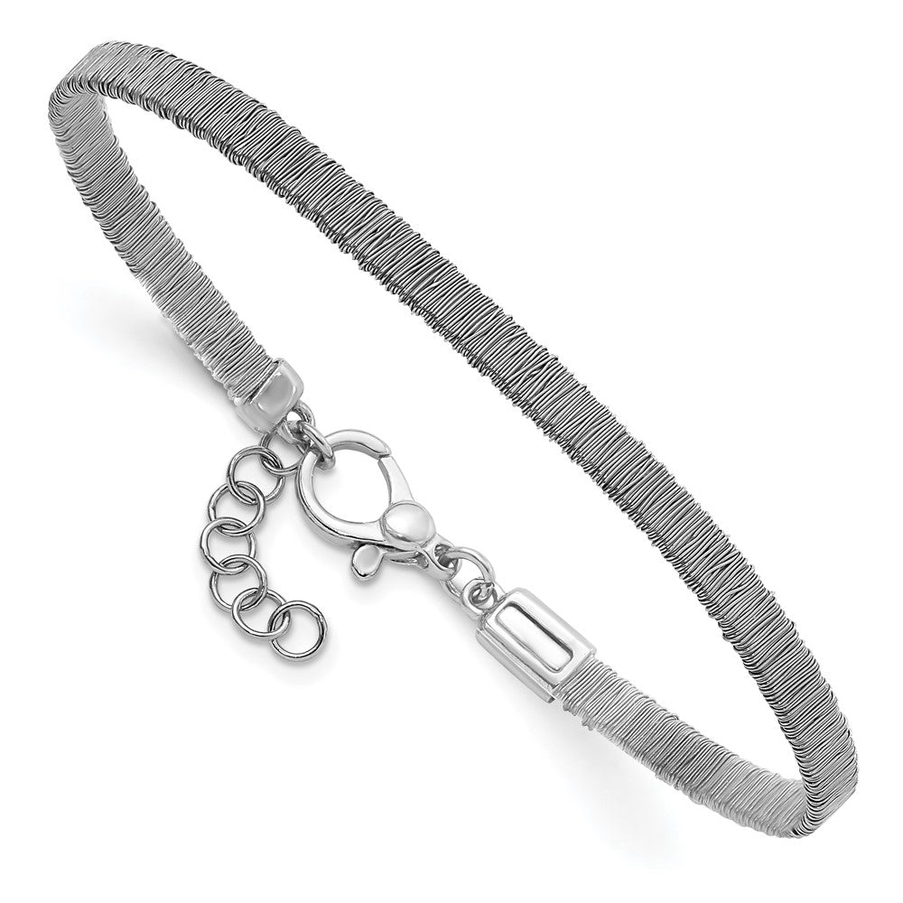 Sterling Silver Polished Wire Wrapped w/1in ext Bracelet