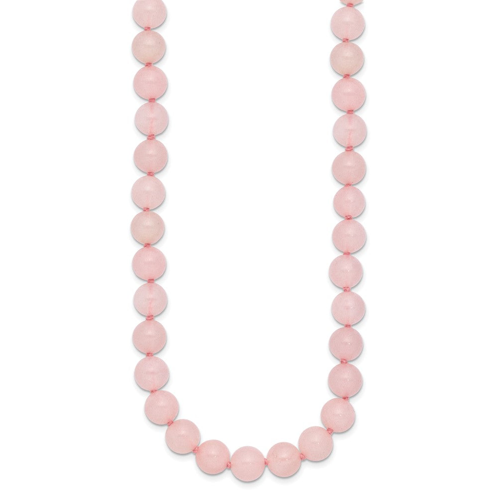 8-8.5mm Smooth Beaded Rose Quartz Necklace w/Sterling S.RH Clasp 18 Inches