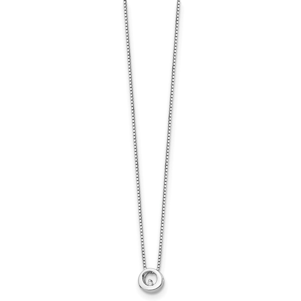 White Ice Sterling Silver Rhodium-plated 18 Inch Diamond Open Circle Necklace with 2 Inch Extender 18 Inches